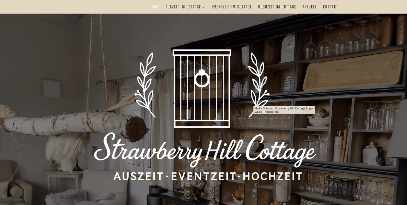 Startseite der WordPress-Website Strawberry Hill Cottage