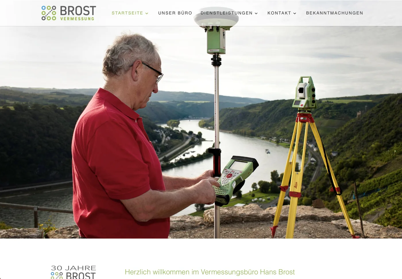 Startseite der WordPress-Website von Brost Vermessung