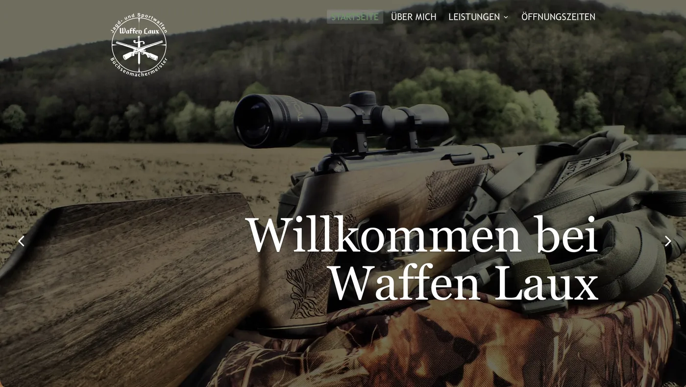 Startseite der WordPress-Website von Waffen Laux